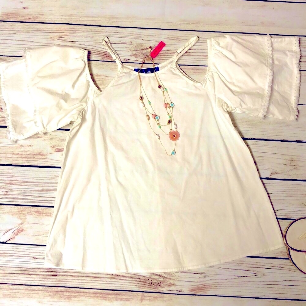 Free People Blue Rain Cotton Tiered Sleeve Top